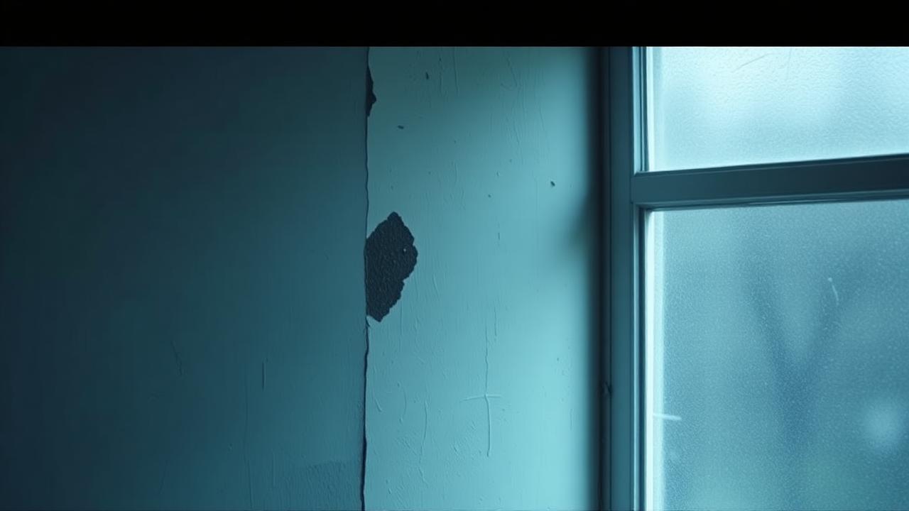Angle de mur intérieur humide avec traces de moisissures près d'une fenêtre